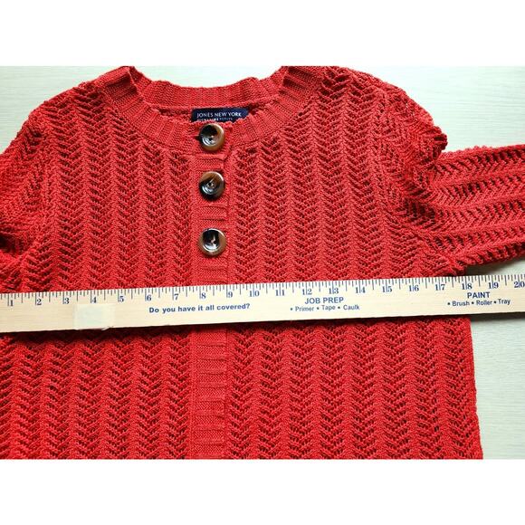 SWEATER-JONES NEW YORK SIGNATURE PETITE-Rust-Chevron Stitch-SIZE P-SML - Picture 11 of 16